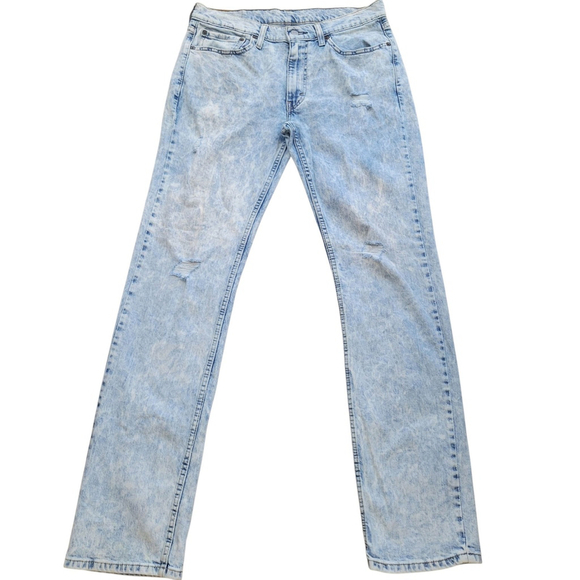 Levi's 514 Stone-Washed Distressed Straight Jeans Size 33/34 Men's - Picture 1 of 11